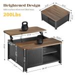 Decofy Lift Top Coffee Table with Storage, 31.5" Mid Century Modern Square Coffee Tables for Living Room, Large Hidden Storage Compartment, Adjustable Shelves & Sliding Door, Black