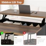 Decofy Lift Top Coffee Table with Storage, 31.5" Mid Century Modern Square Coffee Tables for Living Room, Large Hidden Storage Compartment, Adjustable Shelves & Sliding Door, Black