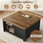 Decofy Lift Top Coffee Table with Storage, 31.5" Mid Century Modern Square Coffee Tables for Living Room, Large Hidden Storage Compartment, Adjustable Shelves & Sliding Door, Black