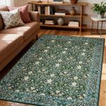 WEZVIX 8x10 Washable Floral Area Rug for Living Room,Vintage Floral Non-Slip Carpet,Soft Low Pile Boho Rug for Dining Room, Guestroom,Office, Kids Room,Farmhouse, Nursery, Living Room Decor