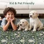 WEZVIX 8x10 Washable Floral Area Rug for Living Room,Vintage Floral Non-Slip Carpet,Soft Low Pile Boho Rug for Dining Room, Guestroom,Office, Kids Room,Farmhouse, Nursery, Living Room Decor