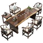 Solid wood new Chinese home office full set of log coffee table tea table and chair combination