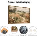OIQArtOIQ Framed Canvas Wall Art,Vintage Decor,Landscape Nature Country Wildflower Paintings Farmhouse Pictures Modern Artwork Rustic Fall Flower Prints Cottagecore Office Living Room Bedroom Bathroom