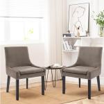 COLAMY Modern Dining Chairs Set of 4, Upholstered Corduroy Accent Side Leisure Chairs with Mid Back and Wood Legs for Living Room/Dining Room-Camel