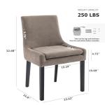 COLAMY Modern Dining Chairs Set of 4, Upholstered Corduroy Accent Side Leisure Chairs with Mid Back and Wood Legs for Living Room/Dining Room-Camel