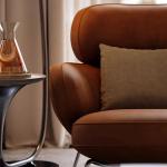 Leather Simple Living Room Chairs Brown Italian Hotel Salon Lounge Chairs Armchair Puffs Designer Fauteuils De Salon Furniture