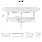 NAVREX Mid-Century Modern Coffee Table for Living Room, 100% Solid Wood Oval Coffee Table, 2 Tier Wooden Coffee Tables for Home Office Livingroom, 40.2 x 22 Inches Easy Assemble (White)
