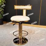 JCX HS Internet Celebrity Light Luxury Stainless Steel Bar Chair Lift Creative Rotating Chair Designer High Stool With Backrest