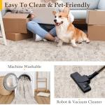 PureCozy 8x10 Area Rug Washable Living Room Vintage Beige Carpet Bedroom Large Indoor Non Slip Soft Low Pile Thin Stain Resistant Distressed Accent Throw Rug for Dining Office Nursery