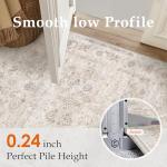 PureCozy 8x10 Area Rug Washable Living Room Vintage Beige Carpet Bedroom Large Indoor Non Slip Soft Low Pile Thin Stain Resistant Distressed Accent Throw Rug for Dining Office Nursery