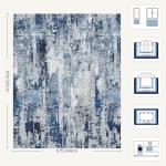 Yarooge 8x10 Area Rugs, Abstract Morden Soft Washable Rug, Non-Slip Low Pile Rugs for Living Room, Bedroom, Dining Room, Home, Office (Blue & White)