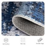 Yarooge 8x10 Area Rugs, Abstract Morden Soft Washable Rug, Non-Slip Low Pile Rugs for Living Room, Bedroom, Dining Room, Home, Office (Blue & White)