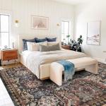 RUGSURE Washable Area Rugs - Perfect for Living Room, Bedroom, Kids Room, Nursery - Stain & Water Resistant Non-Slip, Pet & Child Friendly, Vintage Tribal Area Rugs (Rust, 8' x 10')