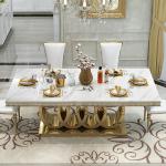 Light luxury dining table and chairs rectangular high-end marble dining table modern simple stainless steel dining table househo