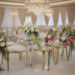 50pcs Hotel sliver/Gold Round Back White Wedding Chair Stainless Steel Stackable Dining Party Event Banquet Chair