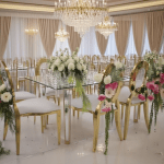 50pcs Hotel sliver/Gold Round Back White Wedding Chair Stainless Steel Stackable Dining Party Event Banquet Chair