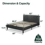 ZINUS Jade Faux Leather Upholstered Platform Bed Frame, Mattress Foundation with Wood Slat Support, No Box Spring Needed, Easy Assembly, Queen