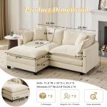 SoarFlash 77.95" Chenille Sectional Sofa, Comfy L Shaped Modular Coush Sofa with Ottoman, Modern 2 Seat Couch Deep Seat Sofa Set for Living Room,Beige