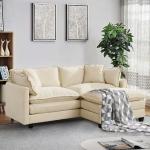 SoarFlash 77.95" Chenille Sectional Sofa, Comfy L Shaped Modular Coush Sofa with Ottoman, Modern 2 Seat Couch Deep Seat Sofa Set for Living Room,Beige