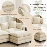 SoarFlash 77.95" Chenille Sectional Sofa, Comfy L Shaped Modular Coush Sofa with Ottoman, Modern 2 Seat Couch Deep Seat Sofa Set for Living Room,Beige