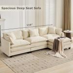 SoarFlash 77.95" Chenille Sectional Sofa, Comfy L Shaped Modular Coush Sofa with Ottoman, Modern 2 Seat Couch Deep Seat Sofa Set for Living Room,Beige