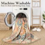 Lahome Moroccan 5x8 Area Rug, Ultra-Thin Washable Rugs for Living Room Bedroom, Soft Large Oriental Non-Slip Non Shedding Throw Large Carpet for Dining Room Office, Cream/Multi