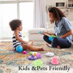 Lahome Moroccan 5x8 Area Rug, Ultra-Thin Washable Rugs for Living Room Bedroom, Soft Large Oriental Non-Slip Non Shedding Throw Large Carpet for Dining Room Office, Cream/Multi