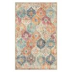 Lahome Moroccan 5x8 Area Rug, Ultra-Thin Washable Rugs for Living Room Bedroom, Soft Large Oriental Non-Slip Non Shedding Throw Large Carpet for Dining Room Office, Cream/Multi