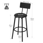 HOOBRO Bar Stools, Set of 2 Bar Stools with PU Upholstered, Bar Chairs with Footrest and Back, 26" Bar Stools for Kitchen Island, Dining Room, Easy to Assemble, Black BK31BY01G1