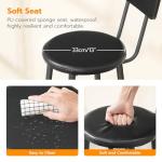 HOOBRO Bar Stools, Set of 2 Bar Stools with PU Upholstered, Bar Chairs with Footrest and Back, 26" Bar Stools for Kitchen Island, Dining Room, Easy to Assemble, Black BK31BY01G1