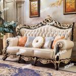 HS European leather sofa luxury villa living room ebony first layer cowhide solid wood furniture