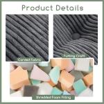 HIGOGOGO Square Stuffed Pouf Ottoman, Corduroy Poufs with Foam Chunk Filling, Furry and Fluffy Pouf Foot Stool Storage Ottoman, 21 X 21 Floor Poufs Foot Rest for Living Room, Dark Grey