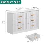 YITAHOME 6-Drawer Dresser with Built-in Power Outlet, Wood TV Stand with 6 Large Drawers and Bar Handles, White Dresser Chest of Drawers for Living Room, Hallway, Entryway