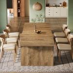 Tribesigns 71-Inch Large Dining Table for 6-8, Farmhouse Wooden Kitchen Table with Arched Design, Rectangular Dining Room Furniture with Double Pedestal for Dinner, Banquet, Natural Wood Grain