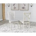 Signature Design by Ashley Robbinsdale Casual Upholstered Solid Wood Dining Chair with Nailhead Trim, Set of 2, White & Light Gray