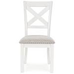 Signature Design by Ashley Robbinsdale Casual Upholstered Solid Wood Dining Chair with Nailhead Trim, Set of 2, White & Light Gray