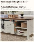OKD 48" Farmhouse Lift Top Coffee Table with Sliding Barn Door,Rustic Center Table with Hidden Storage Compartment,Lifting Tabletop and Adjustable Shelf for Living Room,Office,Antique White