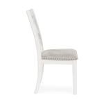 Signature Design by Ashley Robbinsdale Casual Upholstered Solid Wood Dining Chair with Nailhead Trim, Set of 2, White & Light Gray