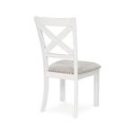 Signature Design by Ashley Robbinsdale Casual Upholstered Solid Wood Dining Chair with Nailhead Trim, Set of 2, White & Light Gray