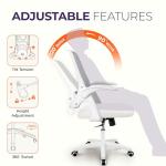 NEO CHAIR Office Desk Computer Gaming Ergonomic Chair with Lumbar Back Support Adjustable Height Swivel Wheels Flip-up Arms Mesh Chair for Home or Office (Ivory)