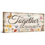 KREATIVE ARTS Large Family Wall Art - "Together is Our Favorite Place to Be" Sign - 20"x48" Rustic Quotes Canvas Prints - Vintage Flower and Butterfly Decor for Bedroom, Living Room, Home Decorations