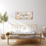 KREATIVE ARTS Large Family Wall Art - "Together is Our Favorite Place to Be" Sign - 20"x48" Rustic Quotes Canvas Prints - Vintage Flower and Butterfly Decor for Bedroom, Living Room, Home Decorations