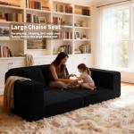 FILUXE Modular Sectional Sofa, Modern Modular Sofa Couch with Deep Seat，Comfy Cloud Couch, Sectional Couches for Living Room, Bedroom and Apartment，2-Seater，Black