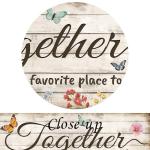 KREATIVE ARTS Large Family Wall Art - "Together is Our Favorite Place to Be" Sign - 20"x48" Rustic Quotes Canvas Prints - Vintage Flower and Butterfly Decor for Bedroom, Living Room, Home Decorations