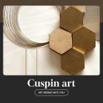 Large Framed Modern Luxury Gold Wall Art for Living Room, 3 Piece Bright Style Art Prints Paintings Artwork for Walls, Bronze Gold Geometric Pictures for Hallway Stair Office Wall Decor 24x36 In