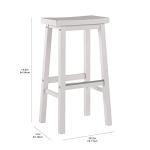 Amazon Basics Solid Wood Saddle-Seat Kitchen Counter Barstool with Footrest, Easy Assembly - 29-Inch Height - White - Set of 2