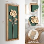 3D Floral Green Wall Art, Wood Boho Framed Wall Arts for Bathroom, Bedroom, Living Room, Dinning Room or Office, Lightweight Green Farmhouse Decor Gift - Set of 2