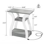 FROMJBEST End Tables Living Room, Grey End Table with Charging Station, Grey Side Table, Nightstand for Bedroom, 3 Tier End Table with Storage Shelf for Living Room