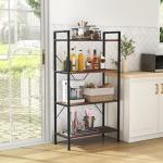 Skandiquip Bookshelf, 4 Tier Industrial Bookcase Storage Organizer, Display Shelves for Books/CDs, Bedroom Living Room Home Office, Rustic Brown