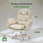 amseatec Criss Cross Chair with Armrests & Wheels for Cross-Legged Sitting, Comfortable Adjustable Swivel Office Desk Chair –PU Leather Vanity Chair for Home, Makeup and Bedroom (Cream)